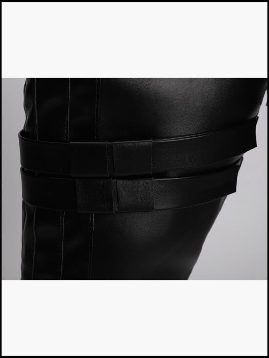Tall Pirate Knight Boots Faux Leather Lace Up Zipper Low Heel Cosplay Costume main image 7